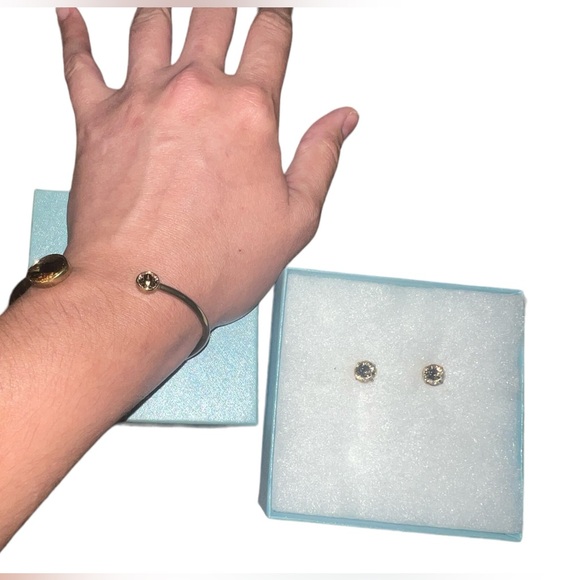 AUTHENTIC SWAROVSKI TOUCHSTONE CRYSTAL EARRINGS AND BANGLE - Picture 8 of 11